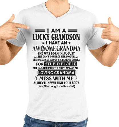 AUGUST - I AM A LUCKY GRANDSON I HAVE AN AWESOME GRANDMA - FROM GRANDMA - TLEE08 (SKU12-40-08)