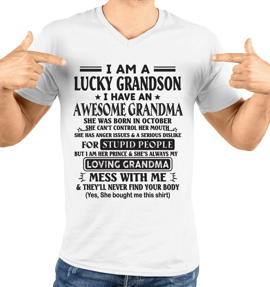 OCTOBER - I AM A LUCKY GRANDSON I HAVE AN AWESOME GRANDMA - FROM GRANDMA - TLEE10 (SKU12-40-10)