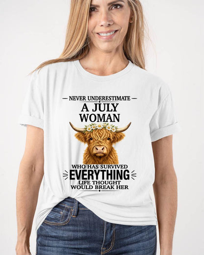 JULY WOMAN HIGHLAND COW SHIRT - FOR WOMEN - TLEE07 (SKU2606-158-07)