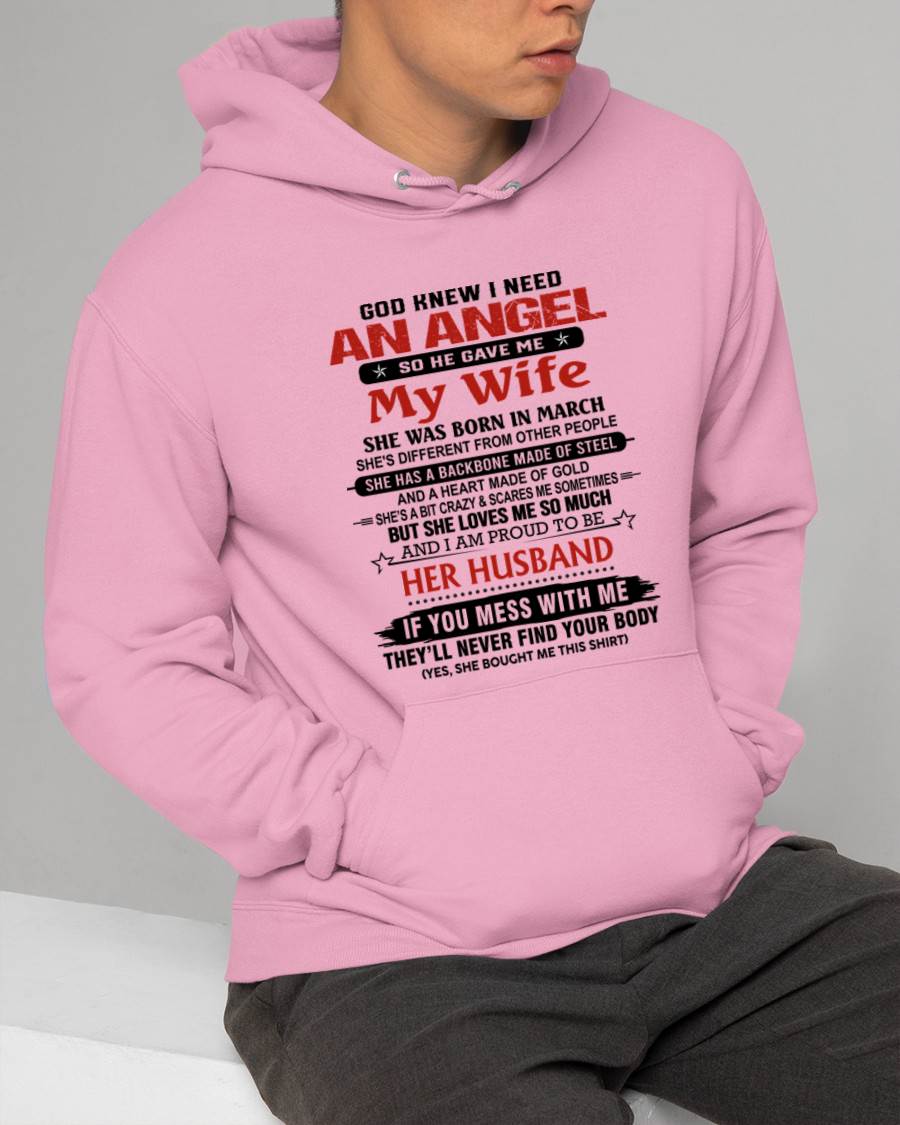 MARCH - WHEN I NEEDED AN ANGEL, GOD GAVE ME MY WIFE. PROUD TO BE HER HUSBAND - FROM WIFE - TLEE03 (SKU26T-01205-03)