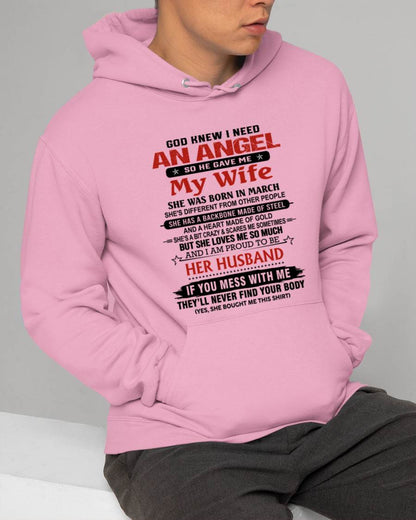 MARCH - WHEN I NEEDED AN ANGEL, GOD GAVE ME MY WIFE. PROUD TO BE HER HUSBAND - FROM WIFE - TLEE03 (SKU26T-01205-03)