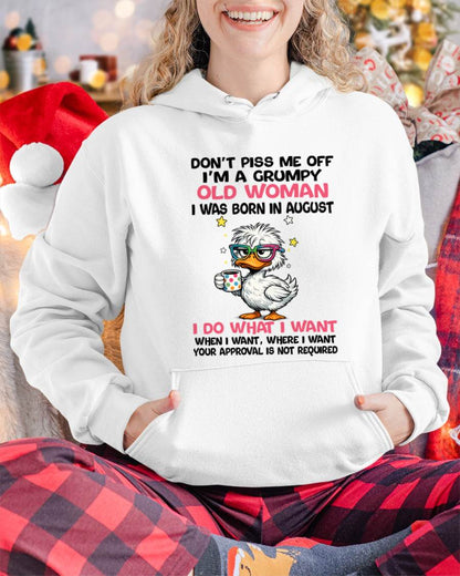 AUGUST BORN - FUNNY ATTITUDE DUCK GRUMPY WOMAN T-SHIRT - FOR WOMEN - TLEE08 (SKU2603-238-08)