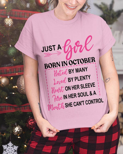 BORN IN OCTOBER – A GIRL WITH ATTITUDE, HEART, AND A MOUTH SHE CAN’T CONTROL - FOR WOMEN - TLEE10 (SKU2603-363-10)
