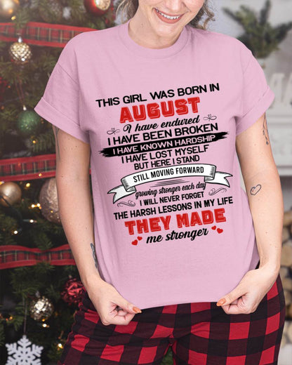 AUGUST - EVERY HARD LESSON MADE ME STRONGER - FOR WOMEN - TLEE08 (SKU2602-22-08)