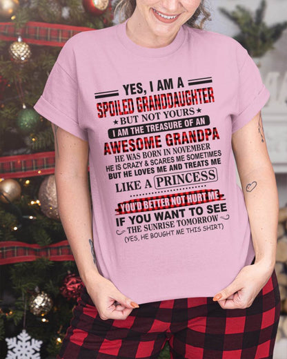 NOVEMBER - YES, I AM A SPOILED GRANDDAUGHTER – TREASURE OF AN AWESOME GRANDPA - FROM GRANDPA - TLEE11 (SKU2602-205-11)