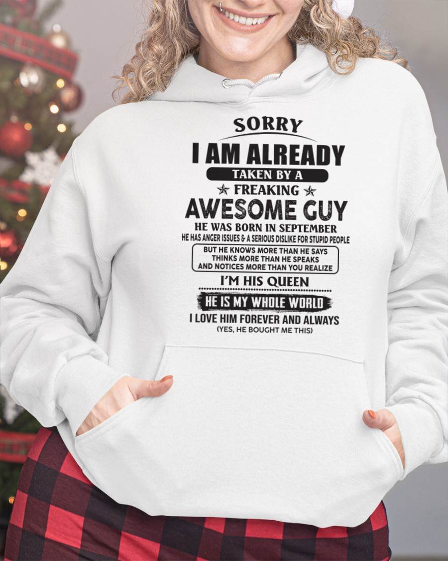 September - Sorry I Am Already Taken By A Freaking Awes Some Guy - Gift For Your Girlfriend, Wife From Husband - TLEE09 (SKU07-177-09)