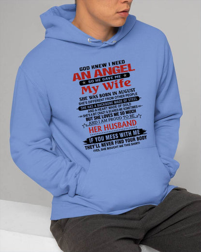 AUGUST - WHEN I NEEDED AN ANGEL, GOD GAVE ME MY WIFE. PROUD TO BE HER HUSBAND - FROM WIFE - TLEE08 (SKU26T-01205-08)