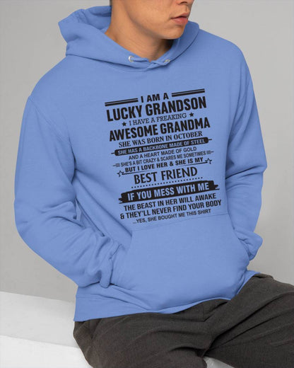 OCTOBER - I AM A LUCKY GRANDSON I HAVE A FREAKING AWESOME GRANDMA - FROM GRANDMA - TLEE10 (SKU2603-05-10)