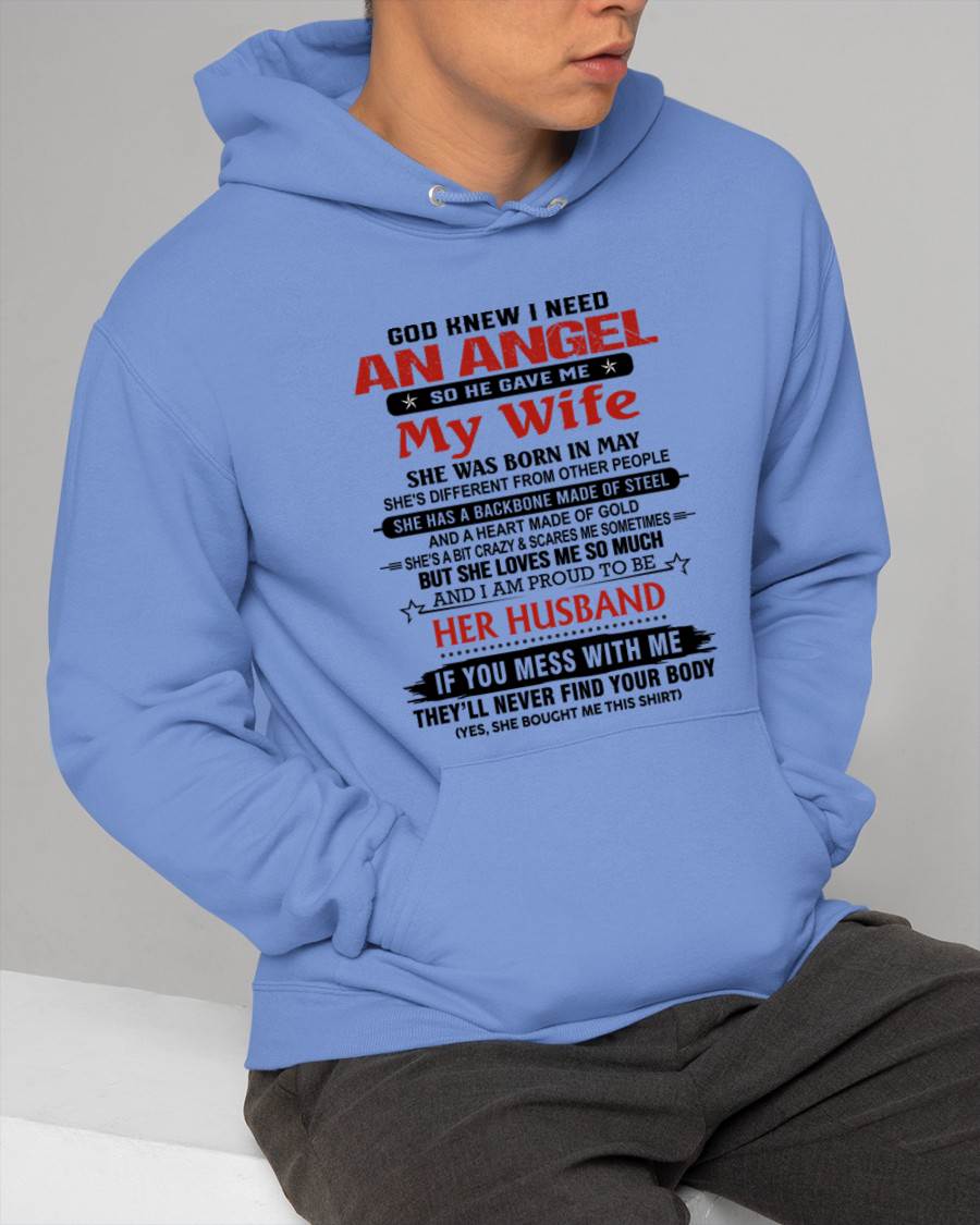 MAY - WHEN I NEEDED AN ANGEL, GOD GAVE ME MY WIFE. PROUD TO BE HER HUSBAND - FROM WIFE - TLEE05 (SKU26T-01205-05)