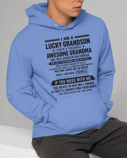 DECEMBER - I AM A LUCKY GRANDSON I HAVE A FREAKING AWESOME GRANDMA - FROM GRANDMA - TLEE12 (SKU11-29-12)