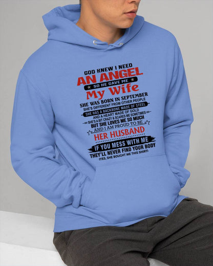 SEPTEMBER - WHEN I NEEDED AN ANGEL, GOD GAVE ME MY WIFE. PROUD TO BE HER HUSBAND - FROM WIFE - TLEE09 (SKU26T-01205-09)