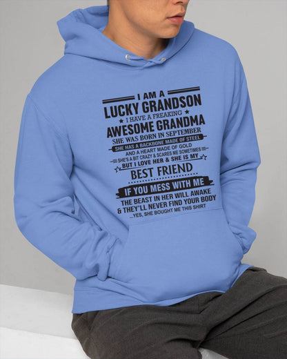 SEPTEMBER - I AM A LUCKY GRANDSON I HAVE A FREAKING AWESOME GRANDMA - FROM GRANDMA - TLEE09 (SKU2603-05-09)