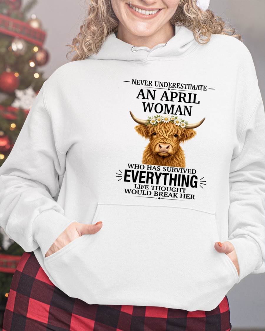 APRIL WOMAN HIGHLAND COW SHIRT - FOR WOMEN - TLEE04 (SKU2606-158-04)