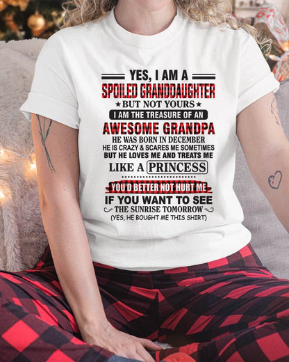 DECEMBER - YES, I AM A SPOILED GRANDDAUGHTER – TREASURE OF AN AWESOME GRANDPA - FROM GRANDPA - TLEE12 (SKU2602-205-12)