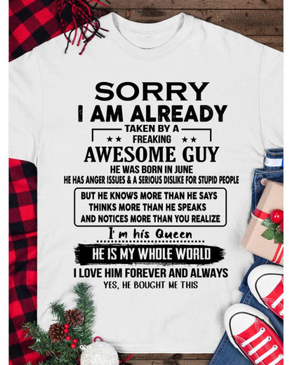 June - Awesome Boyfriend Born In June- Special gift for your Girlfriend - From Husband TLEE06 (SKUT08-11-06)