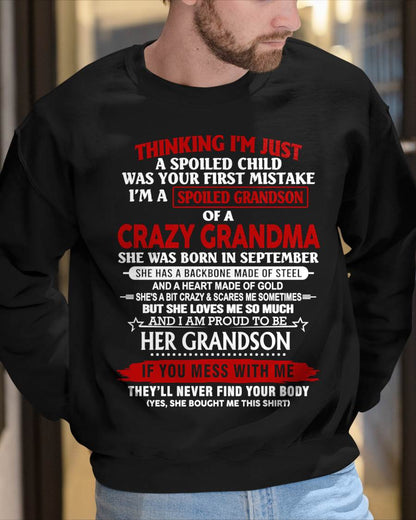 SEPTEMBER - THINK I'M SPOILED? WRONG—I'M A CRAZY GRANDMA’S GRANDSON - FROM GRANDMA - TLEE09 (SKU2603-186-09)