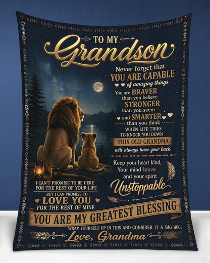 Special Gift For Your Grandson Blanket - From Grandma (SKU2606-279)