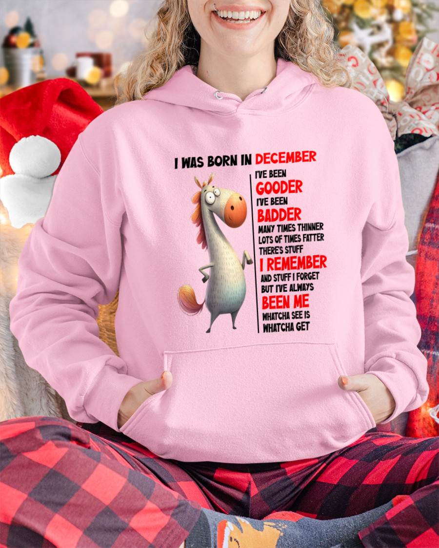 BORN IN DECEMBER FUNNY SHIRT – GOODER BADDER HUMOR BIRTHDAY TEE - FOR WOMEN - TLEE12 (SKU2603-270-12)