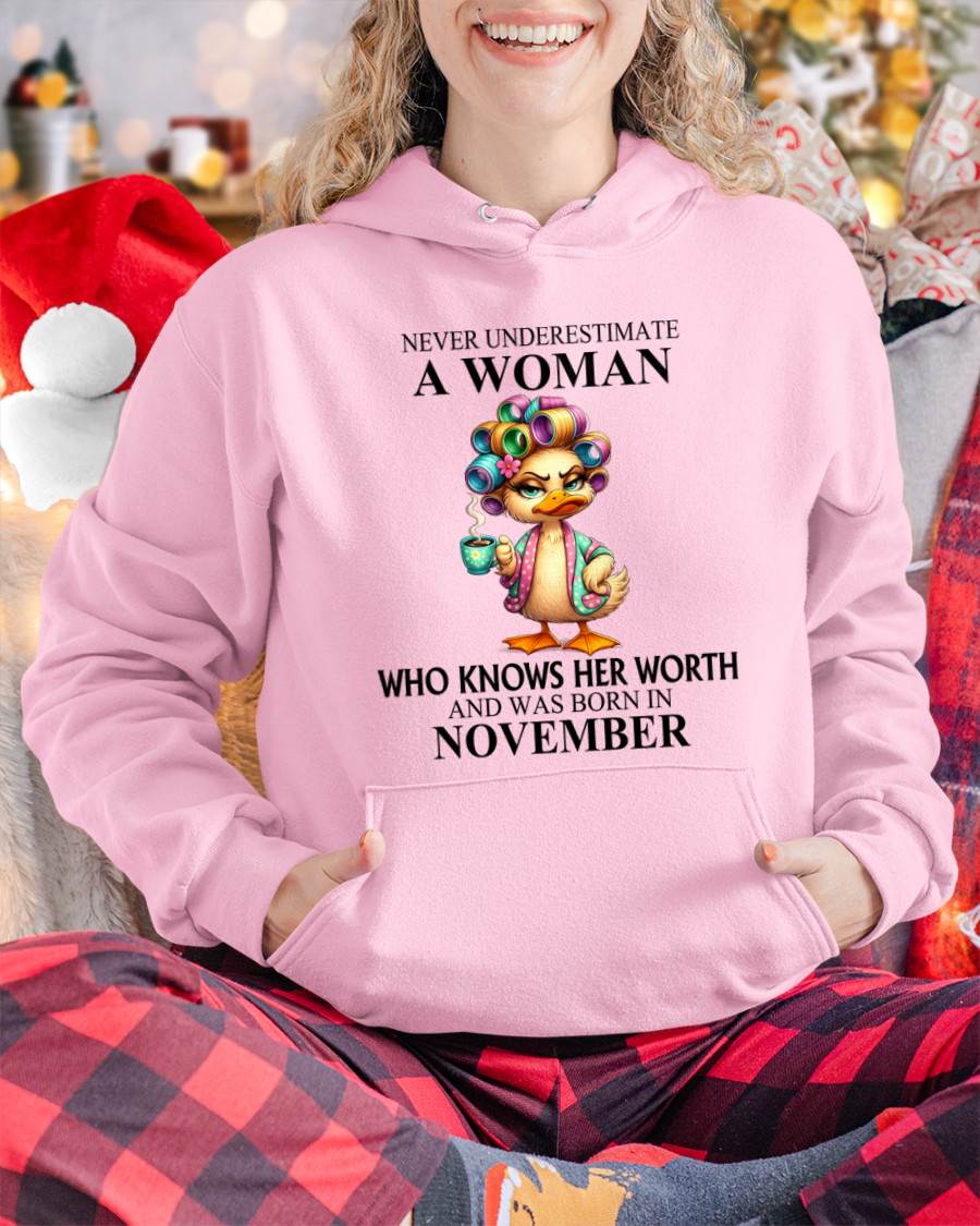 NOVEMBER – NEVER UNDERESTIMATE A WOMAN WHO KNOWS HER WORTH - FOR WOMEN - TLEE11 (SKU2604-56-11)
