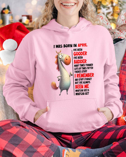 BORN IN APRIL FUNNY SHIRT – GOODER BADDER HUMOR BIRTHDAY TEE - FOR WOMEN - TLEE04 (SKU2603-270-04)