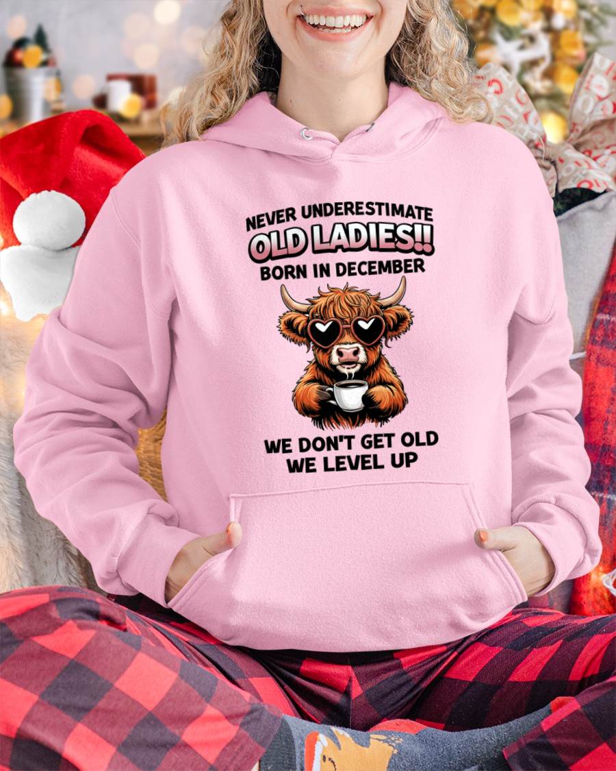 DECEMBER BORN WOMEN LEVEL UP, NEVER GROW OLD SHIRT - FOR WOMEN - TLEE12 (SKU2606-79-12)