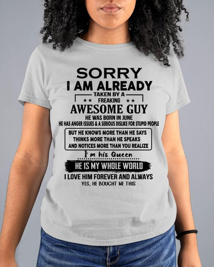 June - Awesome Boyfriend Born In June- Special gift for your Girlfriend - From Husband TLEE06 (SKUT08-11-06)