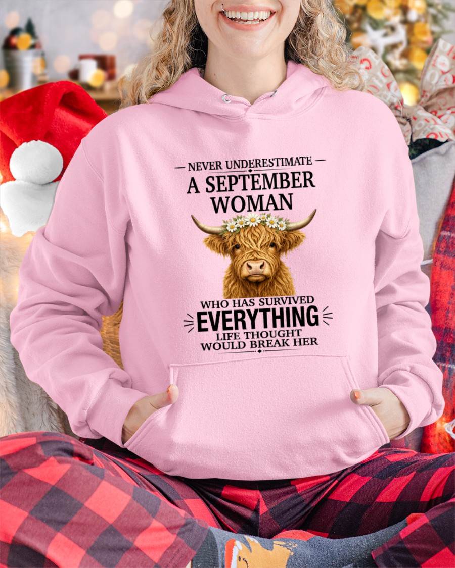SEPTEMBER WOMAN HIGHLAND COW SHIRT - FOR WOMEN - TLEE09 (SKU2606-158-09)