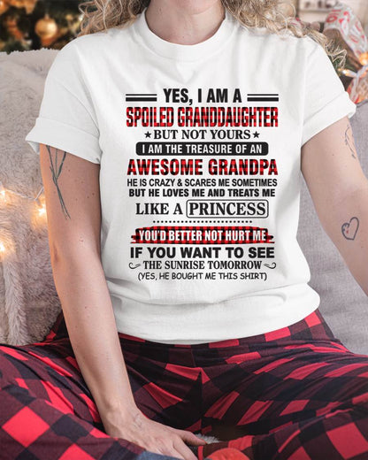 YES, I AM A SPOILED GRANDDAUGHTER – TREASURE OF AN AWESOME GRANDPA - FROM GRANDPA - TLEE00 (SKU2602-205-00)