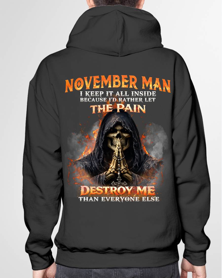 NOVEMBER MAN SKULL SHIRT – I KEEP IT ALL INSIDE DARK GOTHIC T-SHIRT - FOR MAN - TLEE11 (SKU2604-136-11)