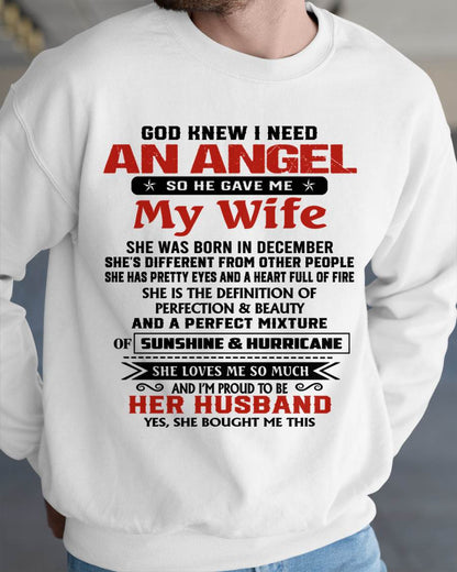 DECEMBER - GOD KNEW I NEEDED AN ANGEL SO HE GAVE ME MY WIFE - FROM WIFE - TLEE12 (SKU26T-01-54-12)