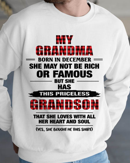 DECEMBER GRANDMA LOVES ME – PRICELESS GRANDSON GIFT- FROM GRANDMA - TLEE12 (SKU2604-260-12)