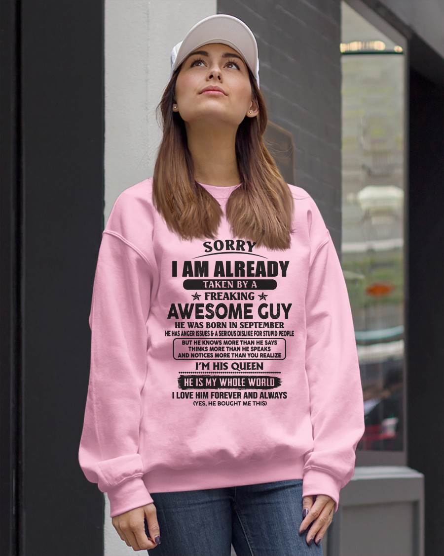 September - Sorry I Am Already Taken By A Freaking Awes Some Guy - Gift For Your Girlfriend, Wife From Husband - TLEE09 (SKU07-177-09)