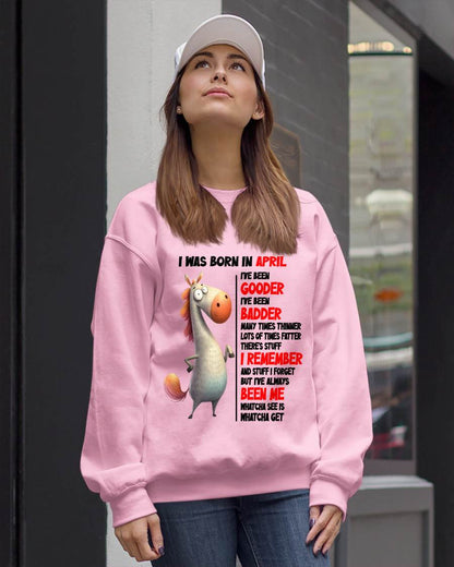 BORN IN APRIL FUNNY SHIRT – GOODER BADDER HUMOR BIRTHDAY TEE - FOR WOMEN - TLEE04 (SKU2603-270-04)