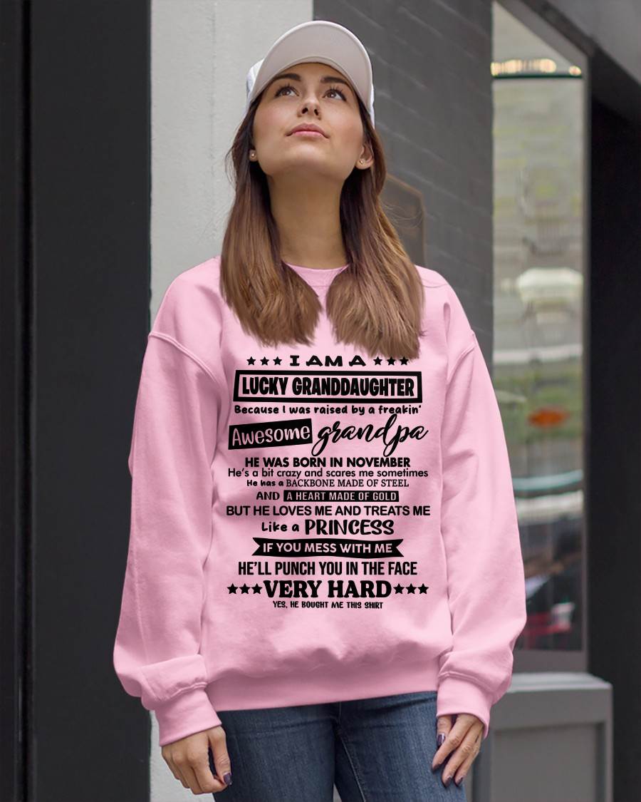 NOVEMBER GRANDPA - LUCKY GRANDDAUGHTER SHIRT RAISED BY AN AWESOME GRANDPA - FROM GRANDPA - TLEE11 (SKU2603-271-11)