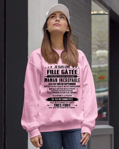 SEPTEMBRE - T-SHIRT JE SUIS UNE FILLE CHANCEUSE – CADEAU TOUCHANT DE MAMAN INCROYABLE - frTLEE09 (SKU26T-0190-09)
