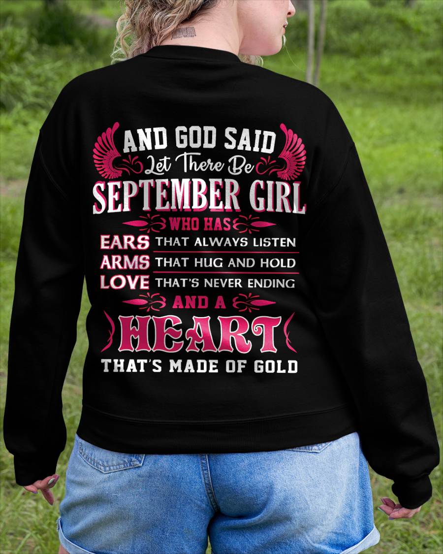 SEPTEMBER GIRL – EARS THAT LISTEN ARMS THAT HUG LOVE NEVER ENDING HEART OF GOLD - FOR WOMEN - TLEE09 (SKU09-75-09)