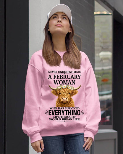 FEBRUARY WOMAN HIGHLAND COW SHIRT - FOR WOMEN - TLEE02 (SKU2606-158-02)