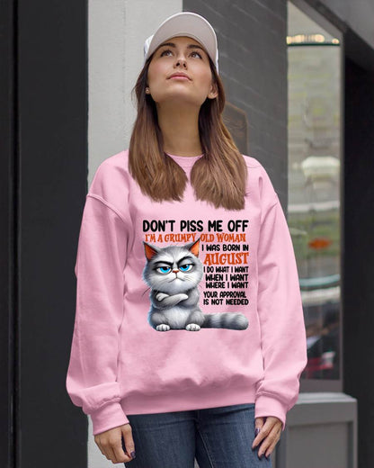 AUGUST GRUMPY OLD WOMAN CAT T-SHIRT – FUNNY ATTITUDE SHIRT - FOR WOMEN - TLEE08 (SKU2603-319-08)