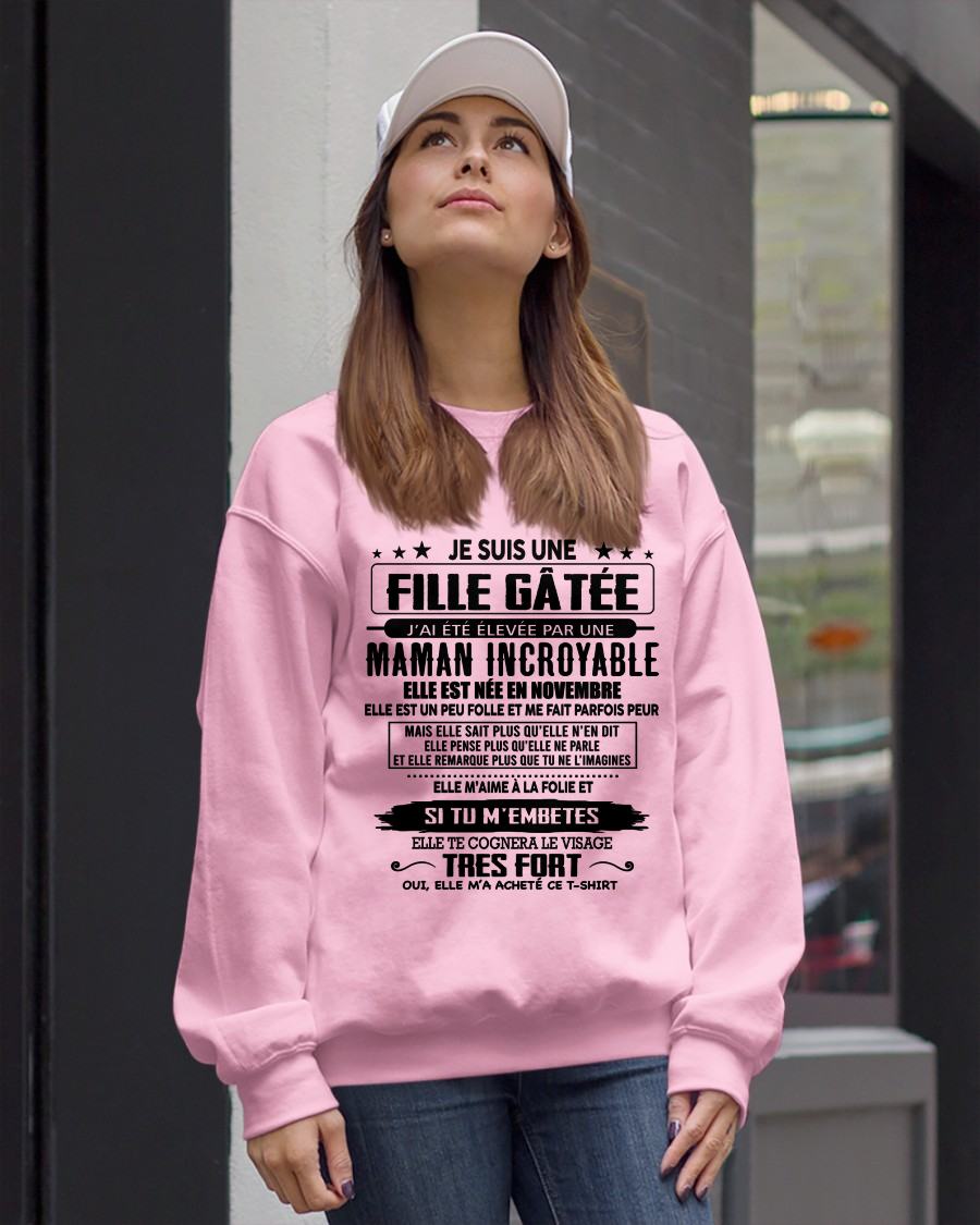 NOVEMBRE - T-SHIRT JE SUIS UNE FILLE CHANCEUSE – CADEAU TOUCHANT DE MAMAN INCROYABLE - fr11 / TLEE11 (SKU26T-0190-11)