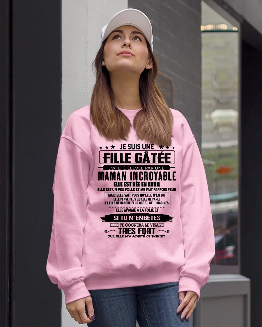 AVRIL - T-SHIRT JE SUIS UNE FILLE CHANCEUSE – CADEAU TOUCHANT DE MAMAN INCROYABLE - frTLEE04 (SKU26T-0190-04)