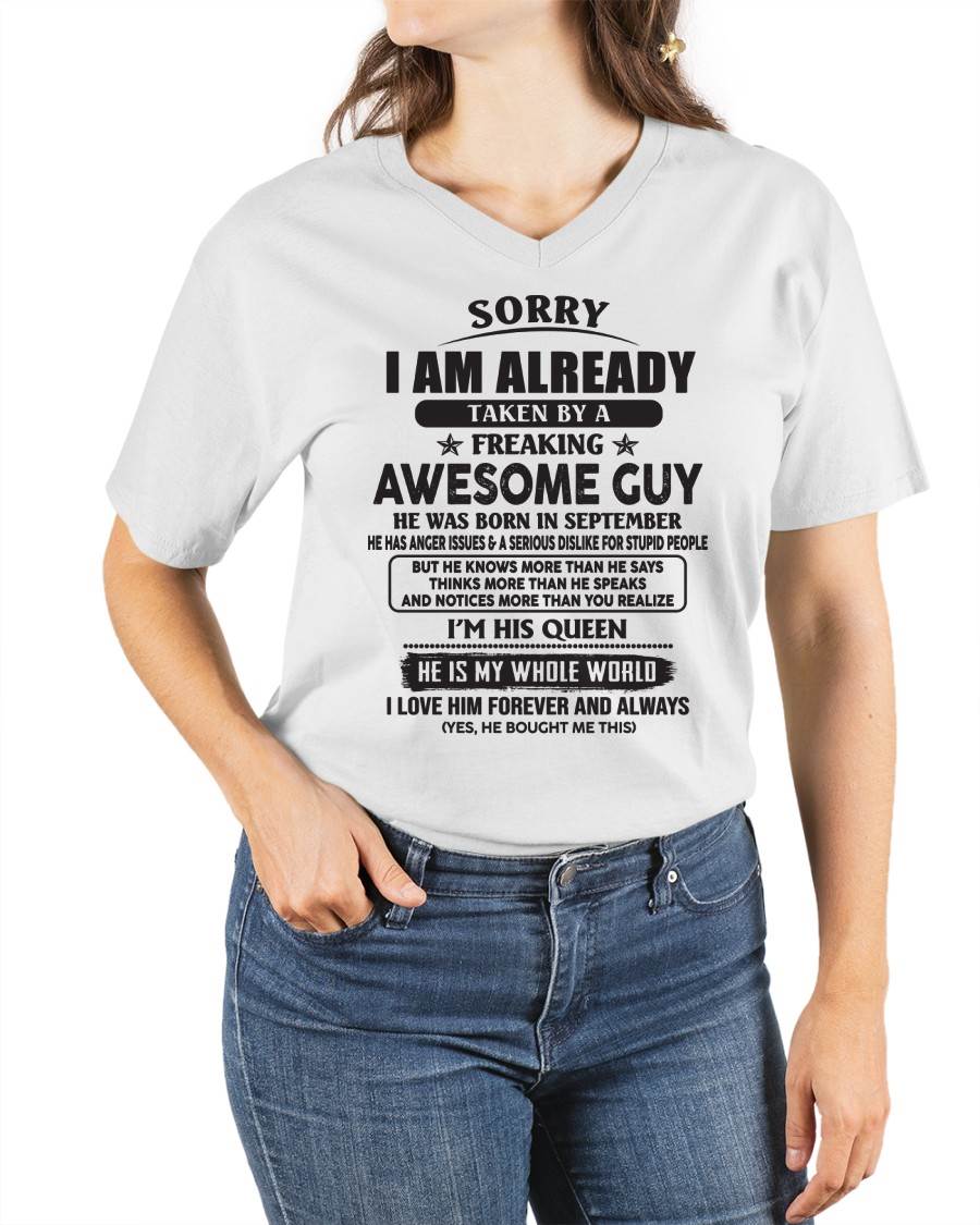 September - Sorry I Am Already Taken By A Freaking Awes Some Guy - Gift For Your Girlfriend, Wife From Husband - TLEE09 (SKU07-177-09)