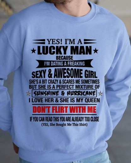 LUCKY MAN WITH AN AMAZING GIRLFRIEND TEE - FROM GF - TLEE00 (SKU2605-98-00)