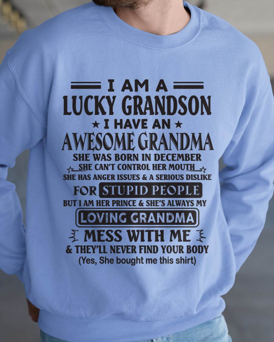 DECEMBER - I AM A LUCKY GRANDSON I HAVE AN AWESOME GRANDMA - FROM GRANDMA - TLEE12 (SKU12-40-12)