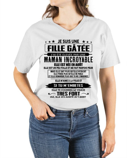 AOÛT - T-SHIRT JE SUIS UNE FILLE CHANCEUSE – CADEAU TOUCHANT DE MAMAN INCROYABLE - fr08 / TLEE08 (SKU26T-0190-08)