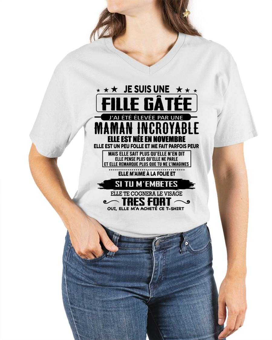 NOVEMBRE - T-SHIRT JE SUIS UNE FILLE CHANCEUSE – CADEAU TOUCHANT DE MAMAN INCROYABLE - fr11 / TLEE11 (SKU26T-0190-11)
