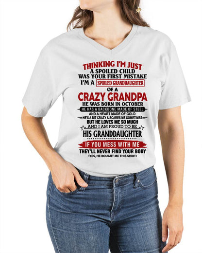 OCTOBER - THINKING I’M JUST A SPOILED CHILD WAS YOUR FIRST MISTAKE  I’M A SPOILED GRANDDAUGHTER OF A  CRAZY GRANDPA - FROM GRANDPA - TLEE10 (SKU12-256-10)