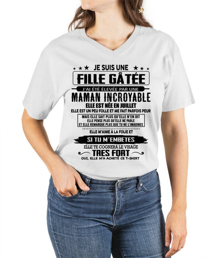 JUILLET - T-SHIRT JE SUIS UNE FILLE CHANCEUSE – CADEAU TOUCHANT DE MAMAN INCROYABLE - fr07 / TLEE07 (SKU26T-0190-07)