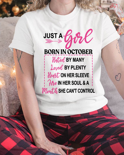 BORN IN OCTOBER – A GIRL WITH ATTITUDE, HEART, AND A MOUTH SHE CAN’T CONTROL - FOR WOMEN - TLEE10 (SKU2603-363-10)