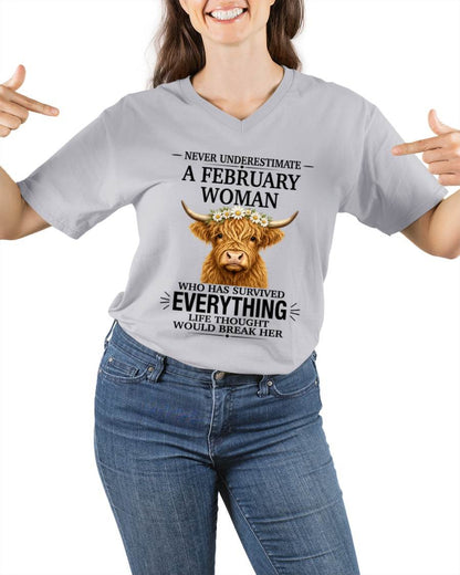 FEBRUARY WOMAN HIGHLAND COW SHIRT - FOR WOMEN - TLEE02 (SKU2606-158-02)