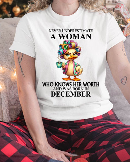 DECEMBER – NEVER UNDERESTIMATE A WOMAN WHO KNOWS HER WORTH - FOR WOMEN - TLEE12 (SKU2604-56-12)